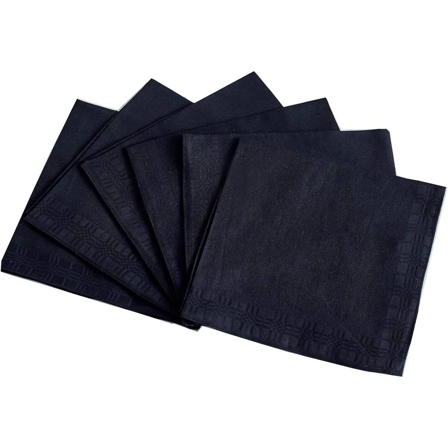 Men's Handkerchiefs,100% Soft Cotton,Black Hankie,Pack of 6
