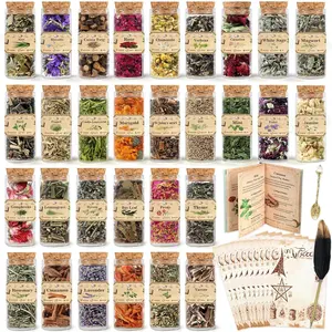 Witchcraft Kit with 30 Herbs – Complete Wiccan Starter Set with Spell GuideBook, Feather Pen, Parchment Paper & Spoon| All-in-One Ritual Supplies for Spells, Altar & Spiritual Witchy Gifts