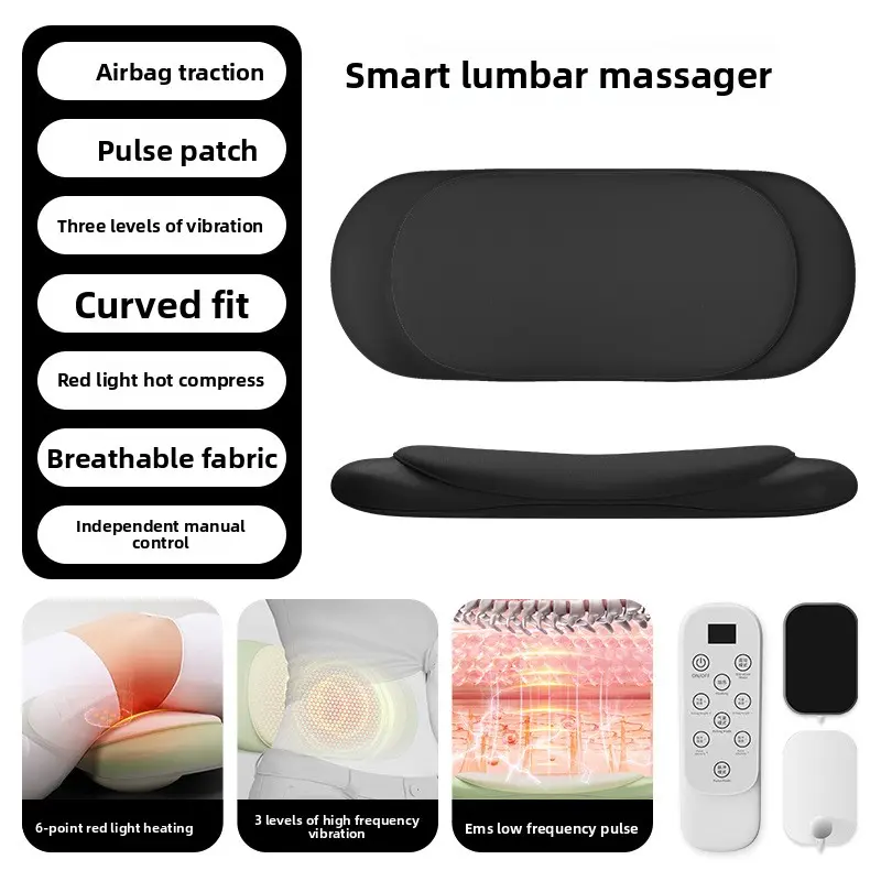 Lumbar massager, rechargeable electric, red light hot compress vibration, airbag lift pulse, back lumbar massager