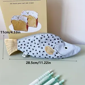 Children's Pencil Cases Cute Cartoon Fish Funny Cute Kawaii Pencil Cases Large Capacity Portable Canvas Storage Bag For Students