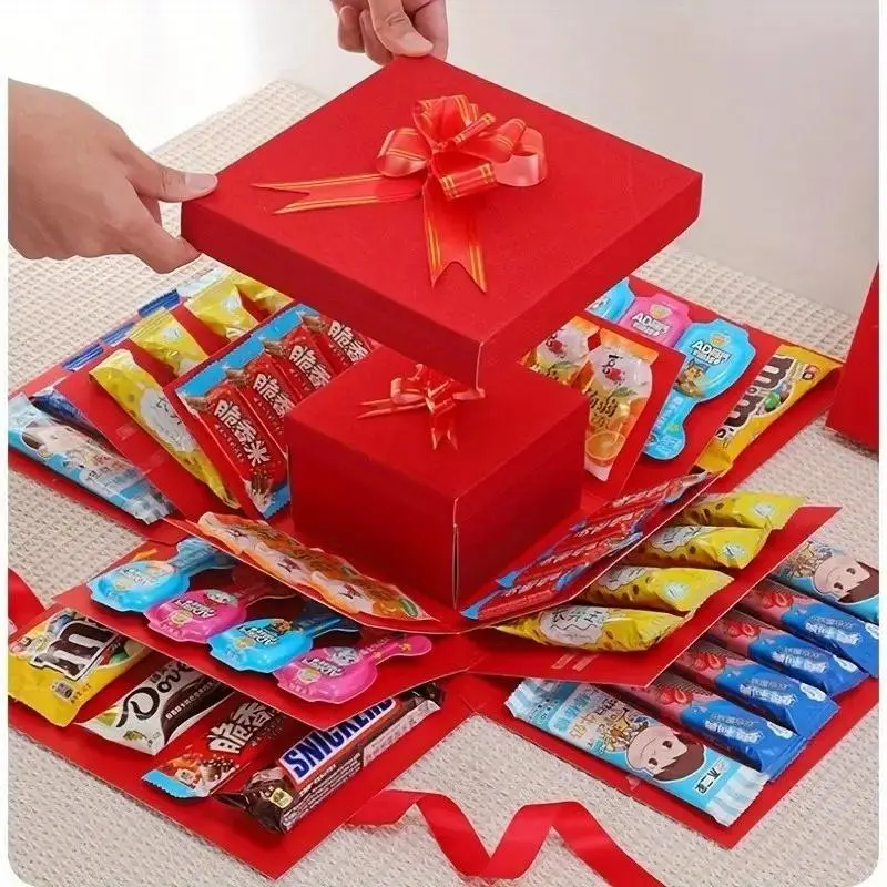 Gift Box Set with Lids, Perfect for Birthdays, Weddings, Proposals, Multi-Functional Party Gift Packaging Kit, Theme Paper, Multi-Slot Display Box