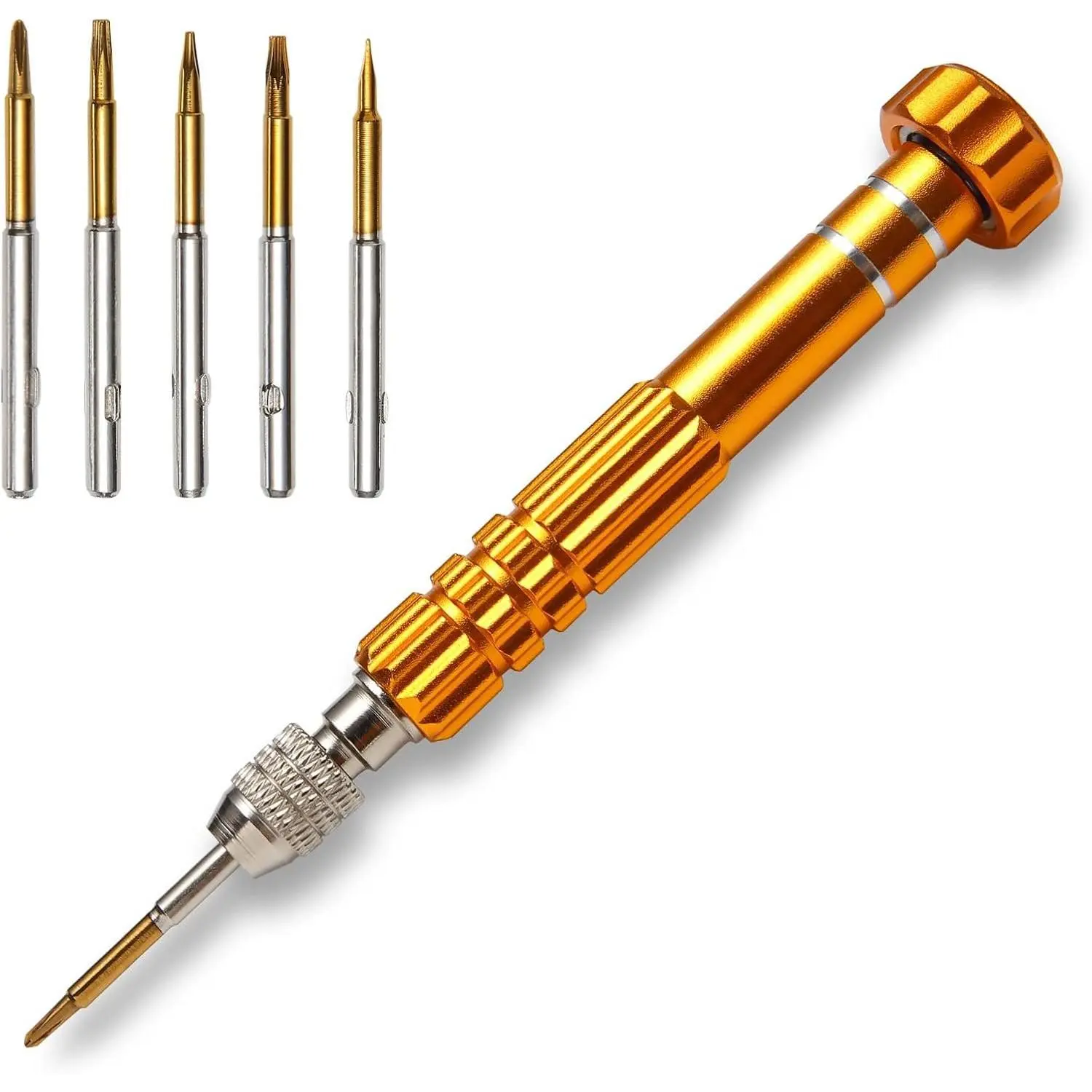 Mini Eyeglass Repair Kit Glasses  Pocket Precision Tool | metal handle, 5 interchangeable bits, For tightening and repairing eyeglasses, sunglasses, watches, and small electronics