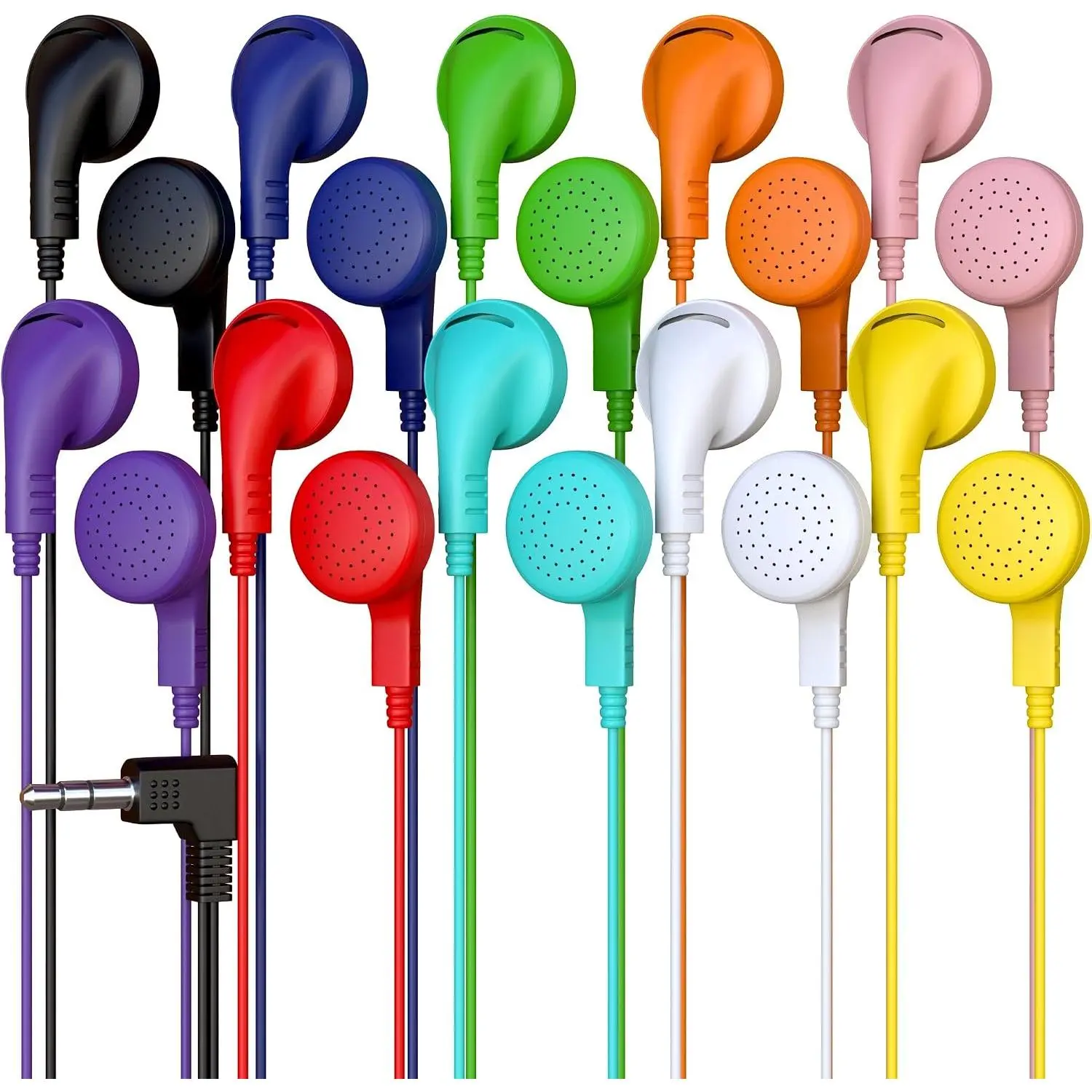 10 Pack Bulk Wired Earphones, In Ear Earbud Headphones with 3.5mm Jack, 4ft  Free , Comfortable Fit, Affordable and Cost Effective, Ideal for School Classroom Testing Students, Mix