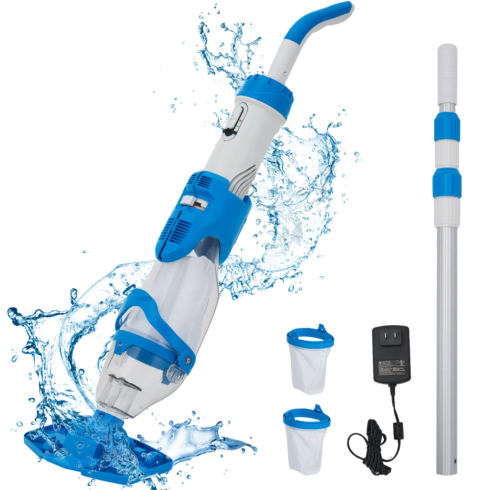 Garvee Wireless Handheld Pool Suction Cleaner – Rechargeable, 18.5-19.8GPM Powerful Suction & Dual-Filter – Telescopic Pole for Above/Inground Pools & Spas – Long Runtime – Portable & Quick Power