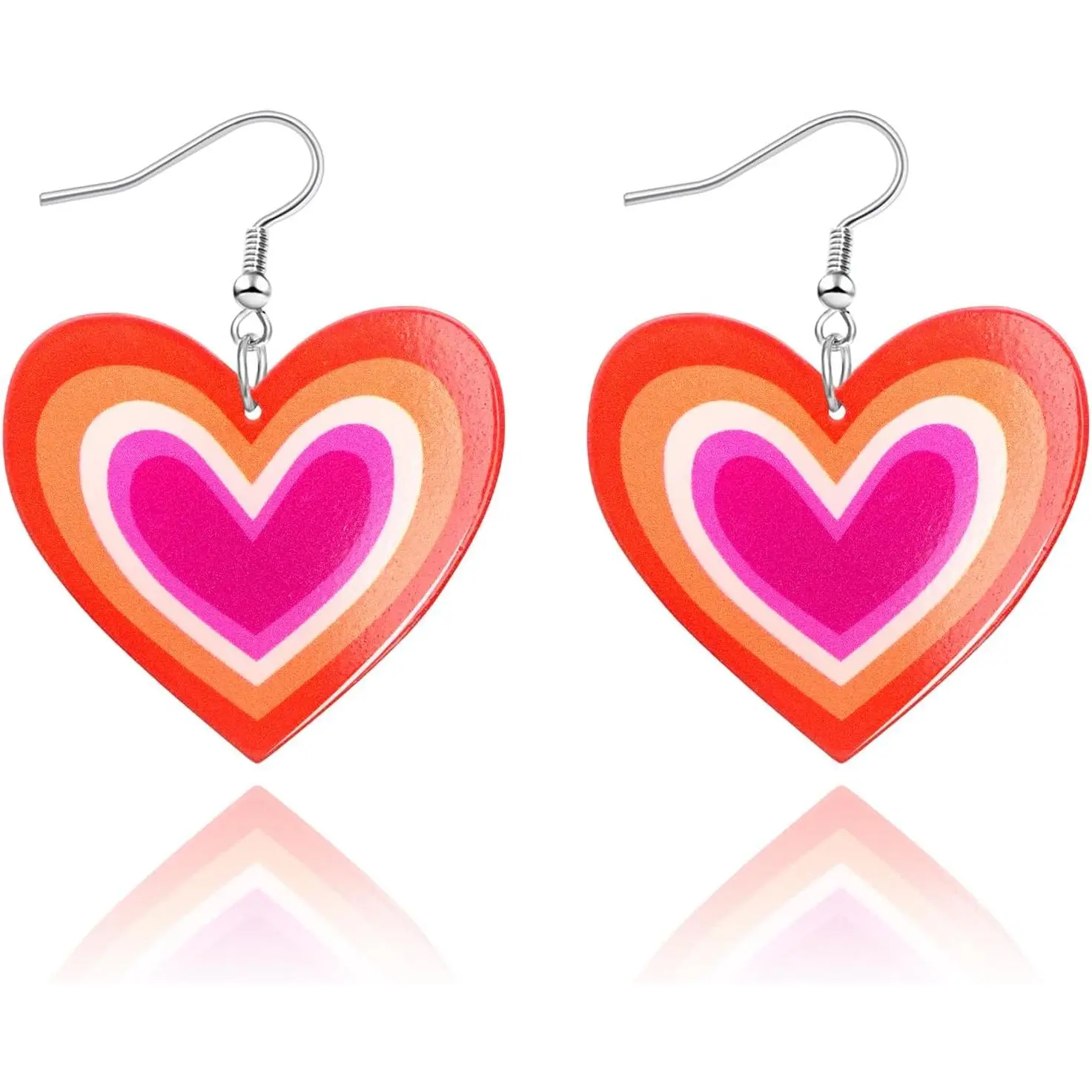 Unisex Lightweight Synthetic Rainbow Heart Shape Dangle Earrings, LGBTQ Pride Accessories for Pride Events, Progress Flag Design Gifts for Women and Men