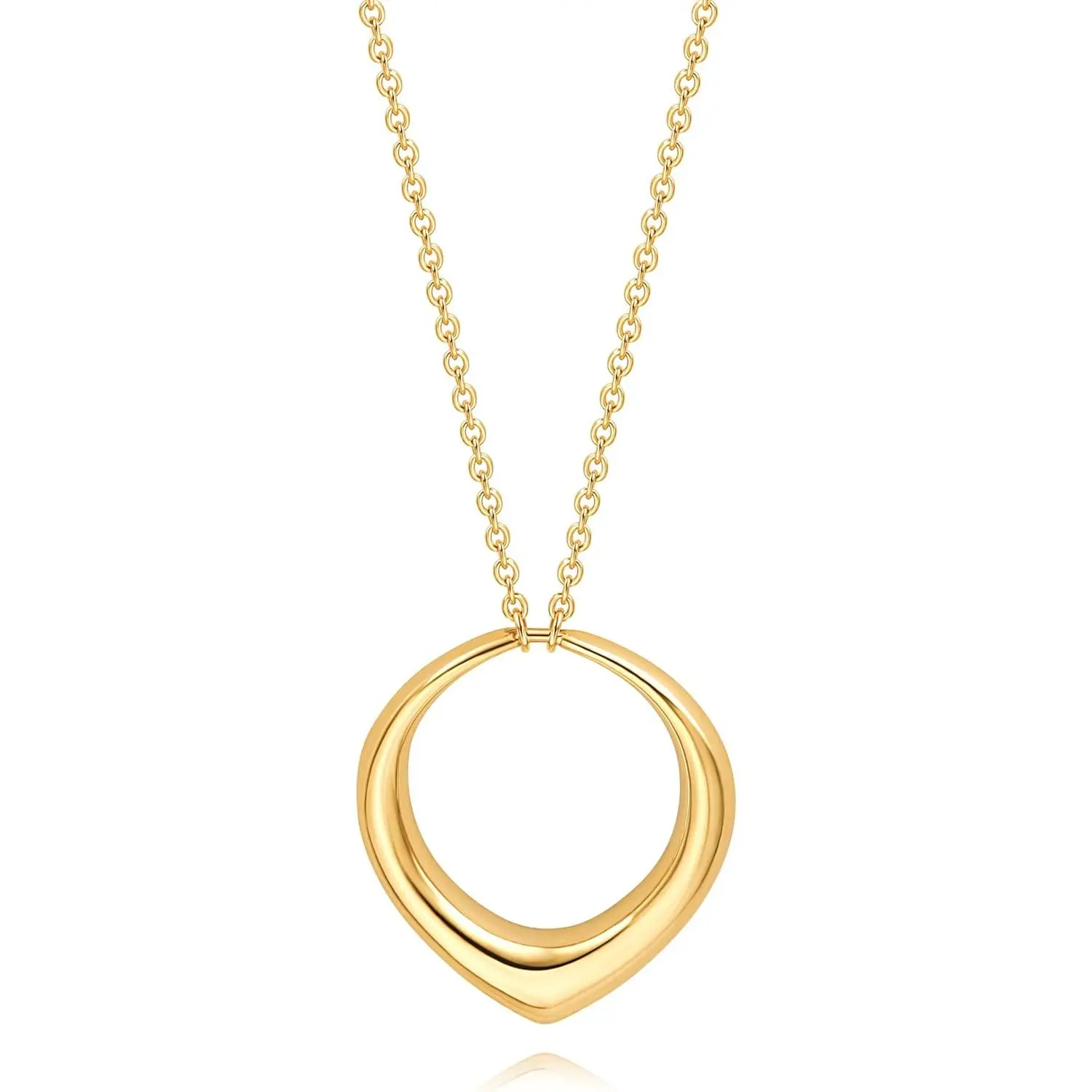 Long Pendant Necklace for Women Gold Plated Circle Long Chain Necklace Y Necklace Jewelry