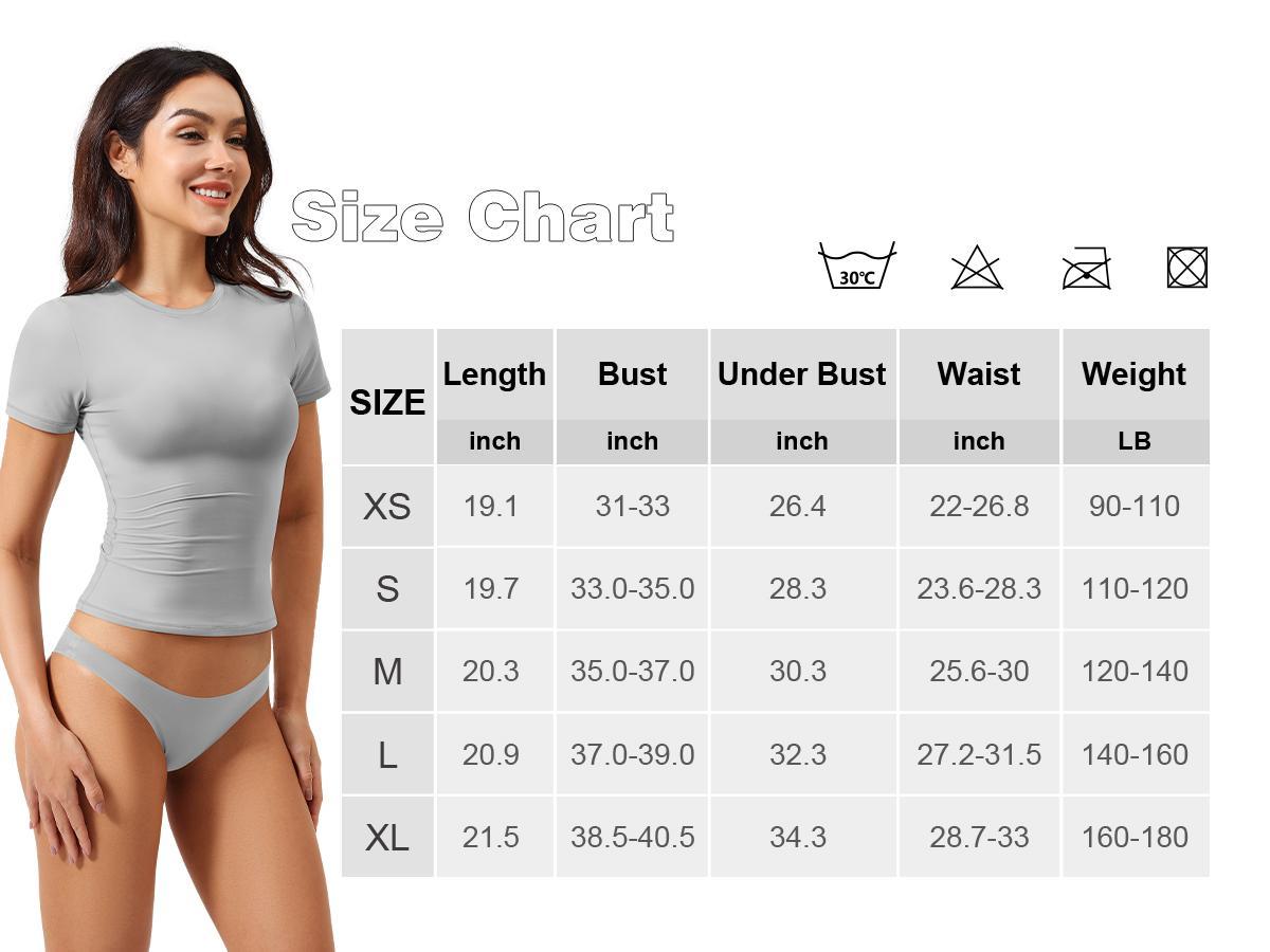 YEOREO Women Fitted Workout Tops Short Sleeve Double Lined Basic Y2K Going Out Crew Neck Compression Crop Top Womenswear