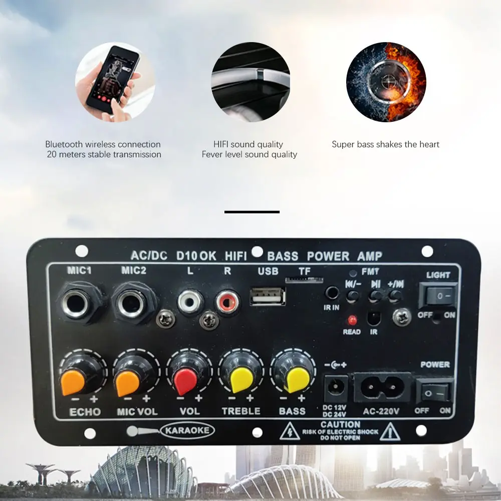 D10 Bluetooth-compatible Amplifier Board Module, Home Ktv Karaoke Outdoor Car Audio Subwoofer Amplifier Board with Remote Control, High-Quality Sound System