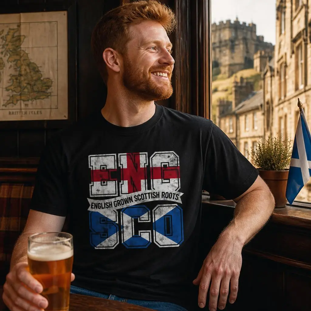 English Grown Scottish Roots T Shirt for Men Women Casual 100% Cotton Tees