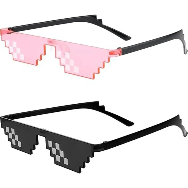 2 Pack Thug Life Sunglasses, Mosaic Pixel Glasses, Party Dress Up Shades, Funny Unisex Photo Props, Party Accessory, for Women, Men, Kids