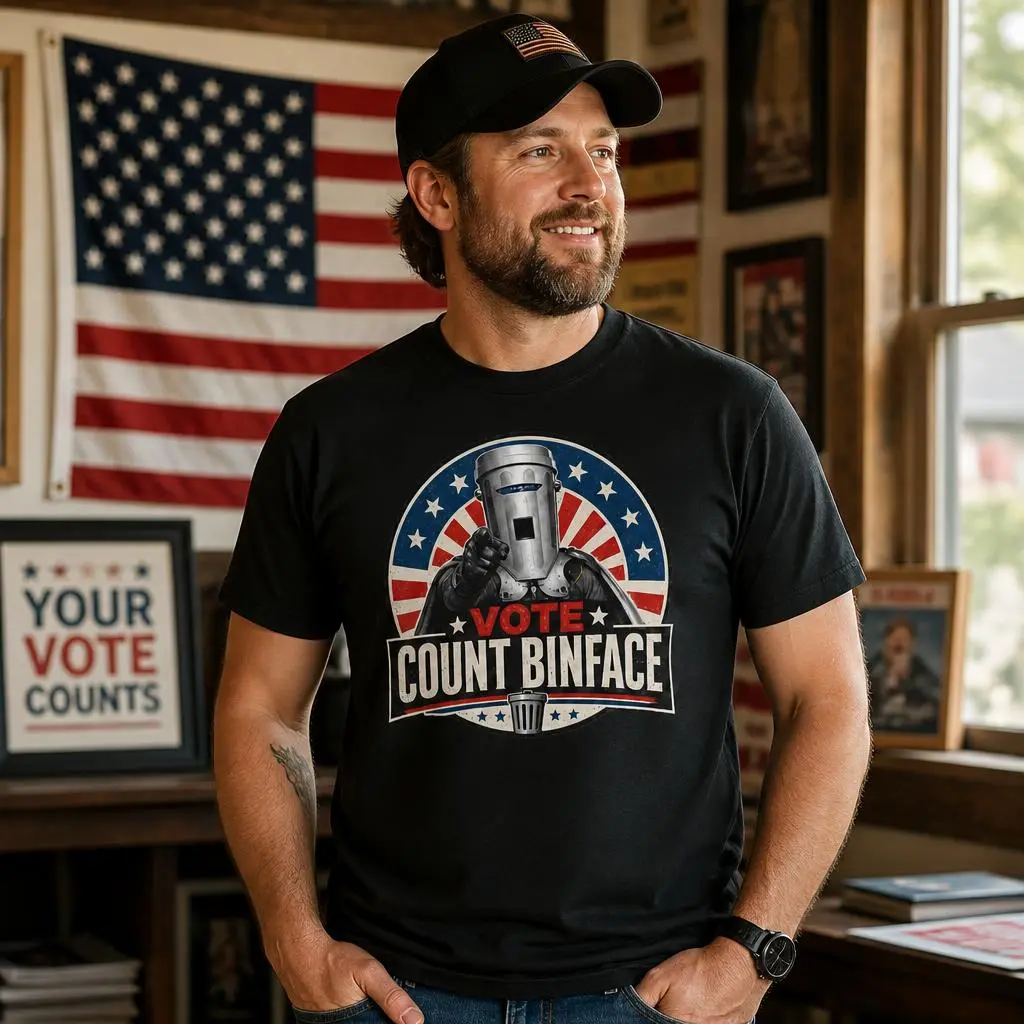 Vote Count Binface Funny Graphic T-Shirt for Men, Casual 100% Cotton Short Sleeve Round Neck, Novelty Gift Idea, Tops, Shortsleeve, Menswear, Print, Machine Wash, Pure Cotton, T-Shirt Tee, Foldable, Medium Length