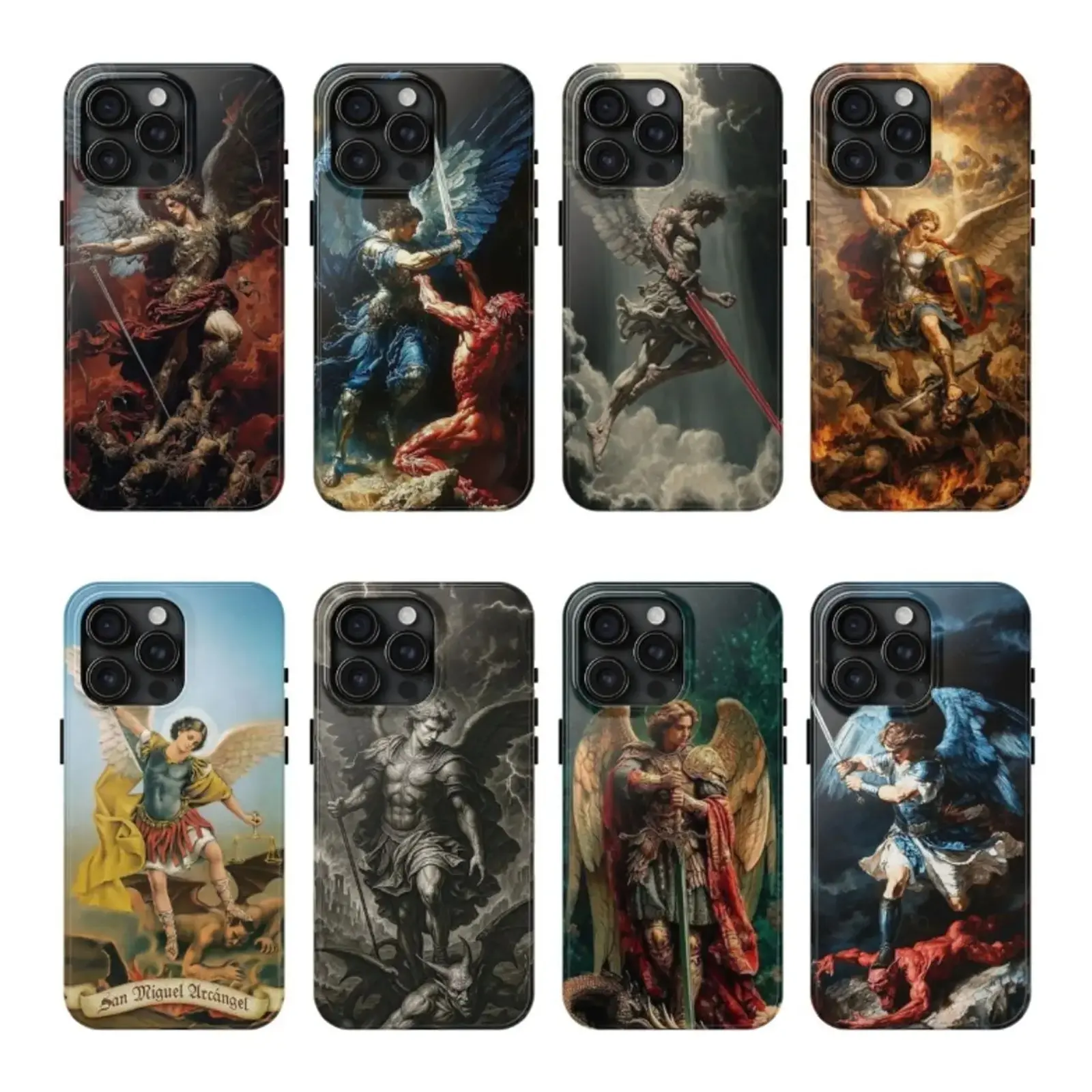 Arcangel Saint Michael Phone Case Archangel Warrior Angel Glossy Phone Case For IPhone 17-11, Pro Max, Pro Plus, and Samsung S26-23 Safety Two-In-One Case