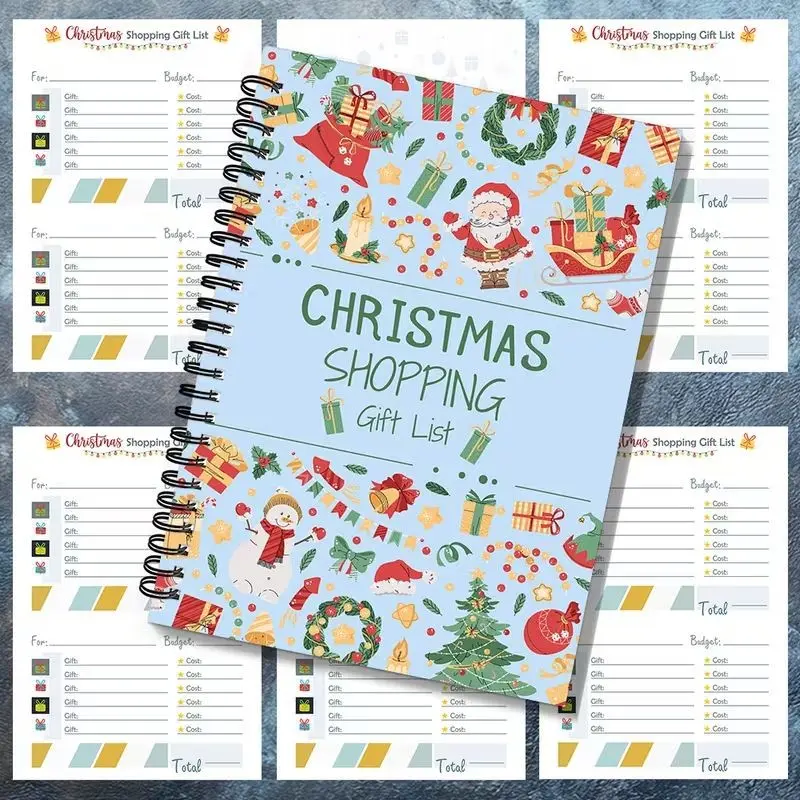 Christmas Planner and Shopping List Book, Santa Cover, Holiday Gift Tracker, Family To-Do List, Team Collaboration Pages