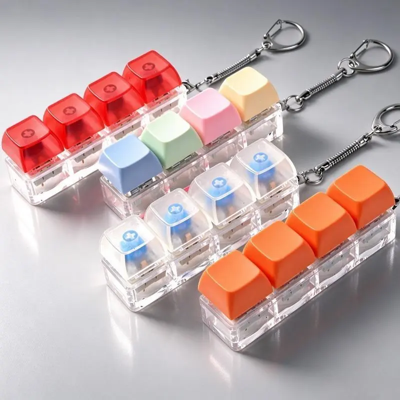 4PC 4 Keys Mechanical Keyboard Switch Tester Keychain, Colorful Keycap Keyboard Accessory for Keyboard Enthusiasts