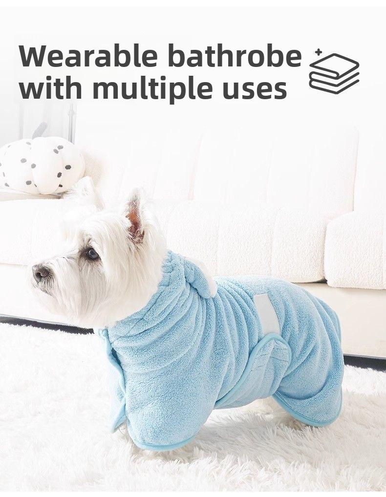 Hooded pet bathrobe, dog clothes, cat towel, super absorbent, soft, quick-drying, specialized for bathing and drying dogs