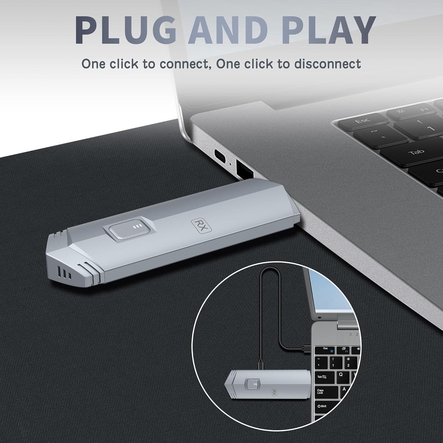 Wireless HDMI Transmitter and Receiver, 4K Decode 1080P@60Hz Ultra HD Video Output, Plug&Play 5G/2.4G for Video and Audio to Monitor from PC/Projector/TV Box