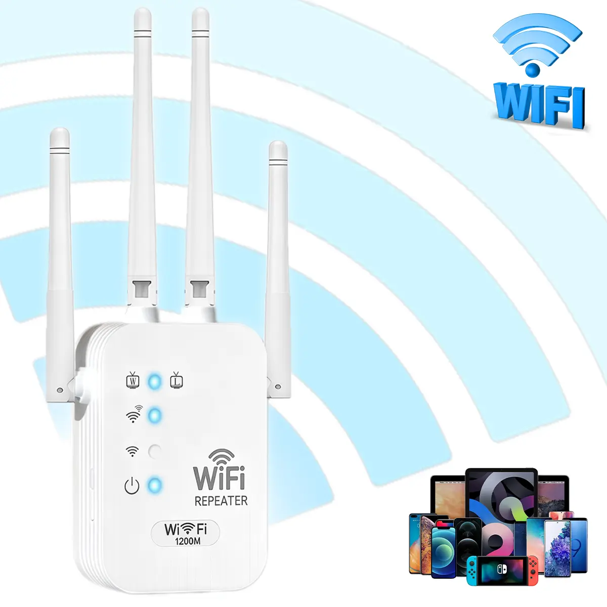 WiFi Extender Signal Booster,1200Mbps Speed,Dual-Band Internet Extender WiFi Booster Up To 22880 Sq.ft & Multi-Device Support,WiFi Range Extender with Ethernet Port