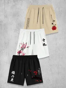 Men's Fashion Casual Floral Print Shorts, Drawstring Waist, Loose Fit, Three Colors Available, Summer Streetwear, All Seasons