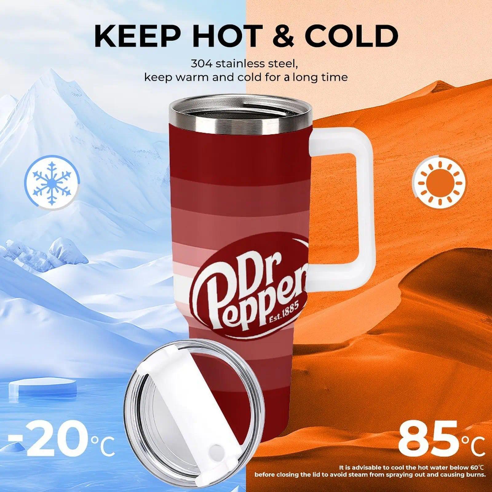 40oz Insulated Mug with Handle, Paint Drop Design, Holiday Gift, Glittering Stainless Steel Design, the Perfect Gift for Chili Lovers