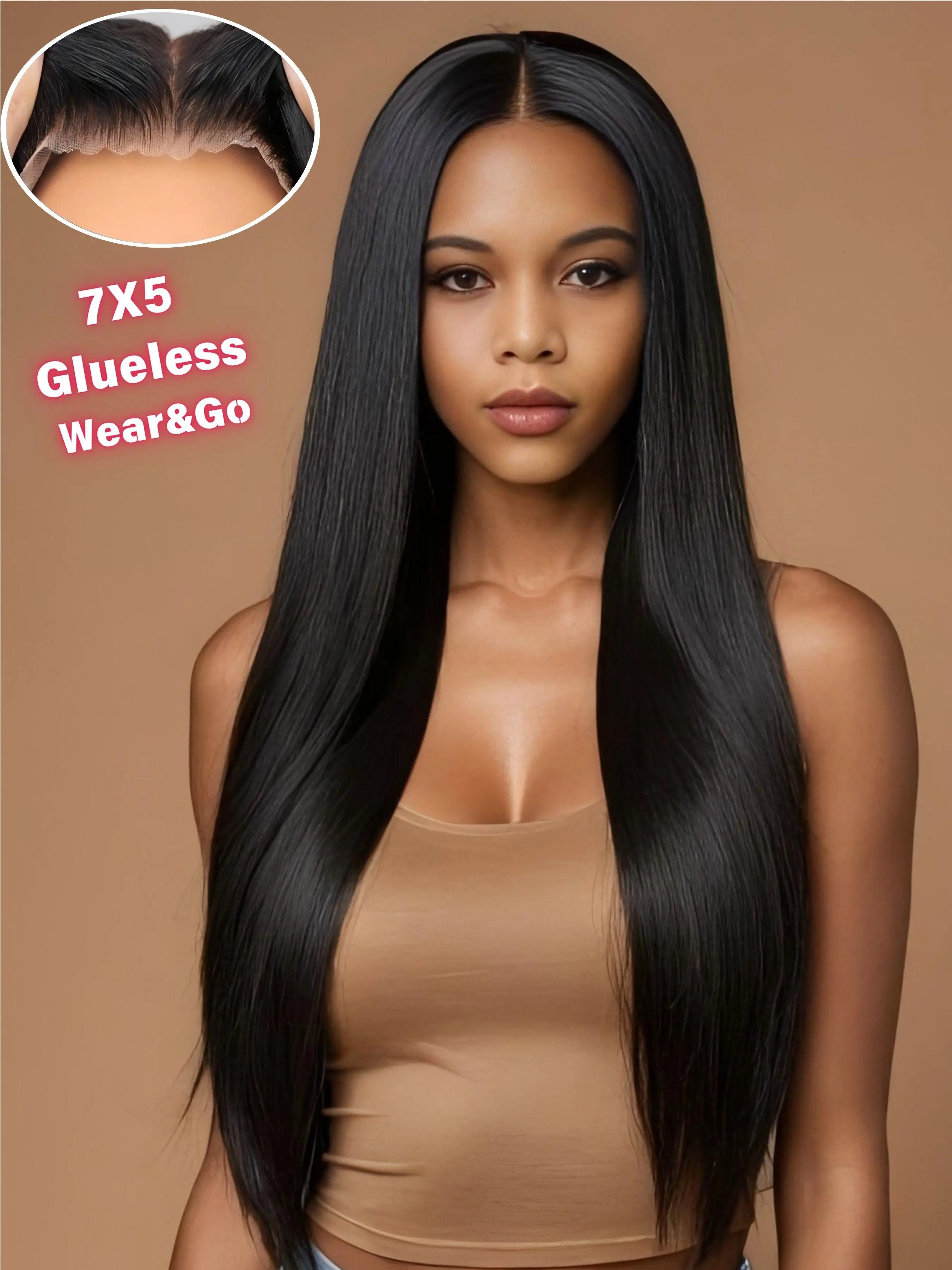 28 Inch Long Straight Synthetic Hair Wigs Fashion Wig Lace Front Wig for Women, Gorgeous Fluffy No-Bangs Glueless Frontal Wig for Parties and Daily Use, Glueless Ready to wear wig, Fluffy Glueless Wigs