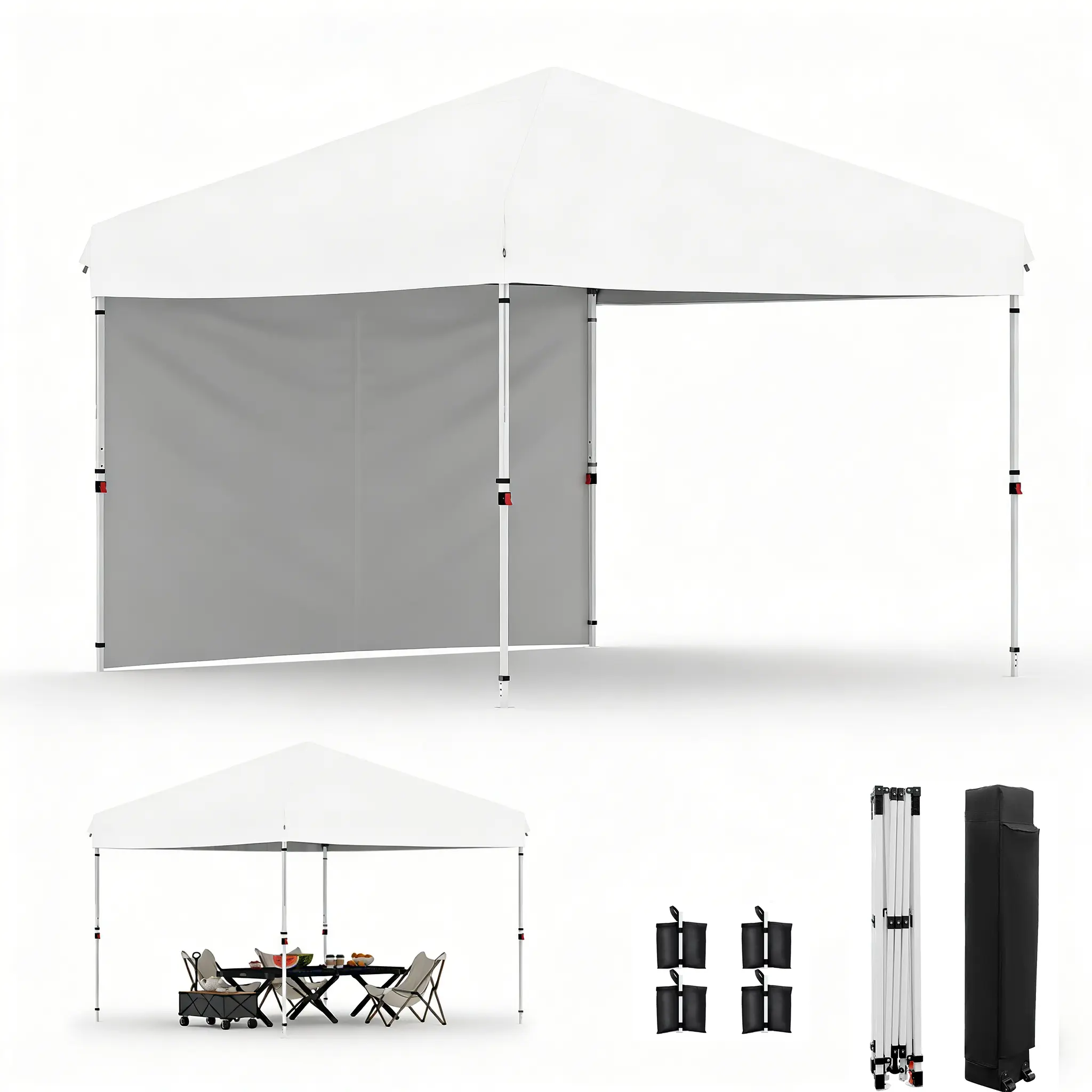 10x10 ft  Pop Up Canopy Tent Outdoor Canopy One-Person Set Up
