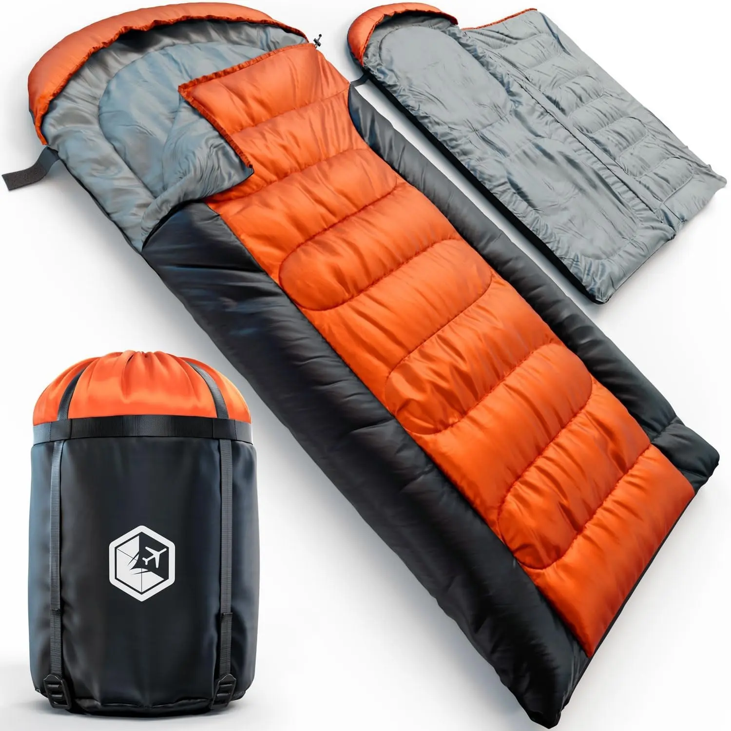 Backpacking Sleeping Bag - XXL, Double and Single Sizes - Lightweight Warm & Cold Weather Sleeping Bags for Adults,  & Couples - Ideal for Hiking, Camping & Outdoor Ads