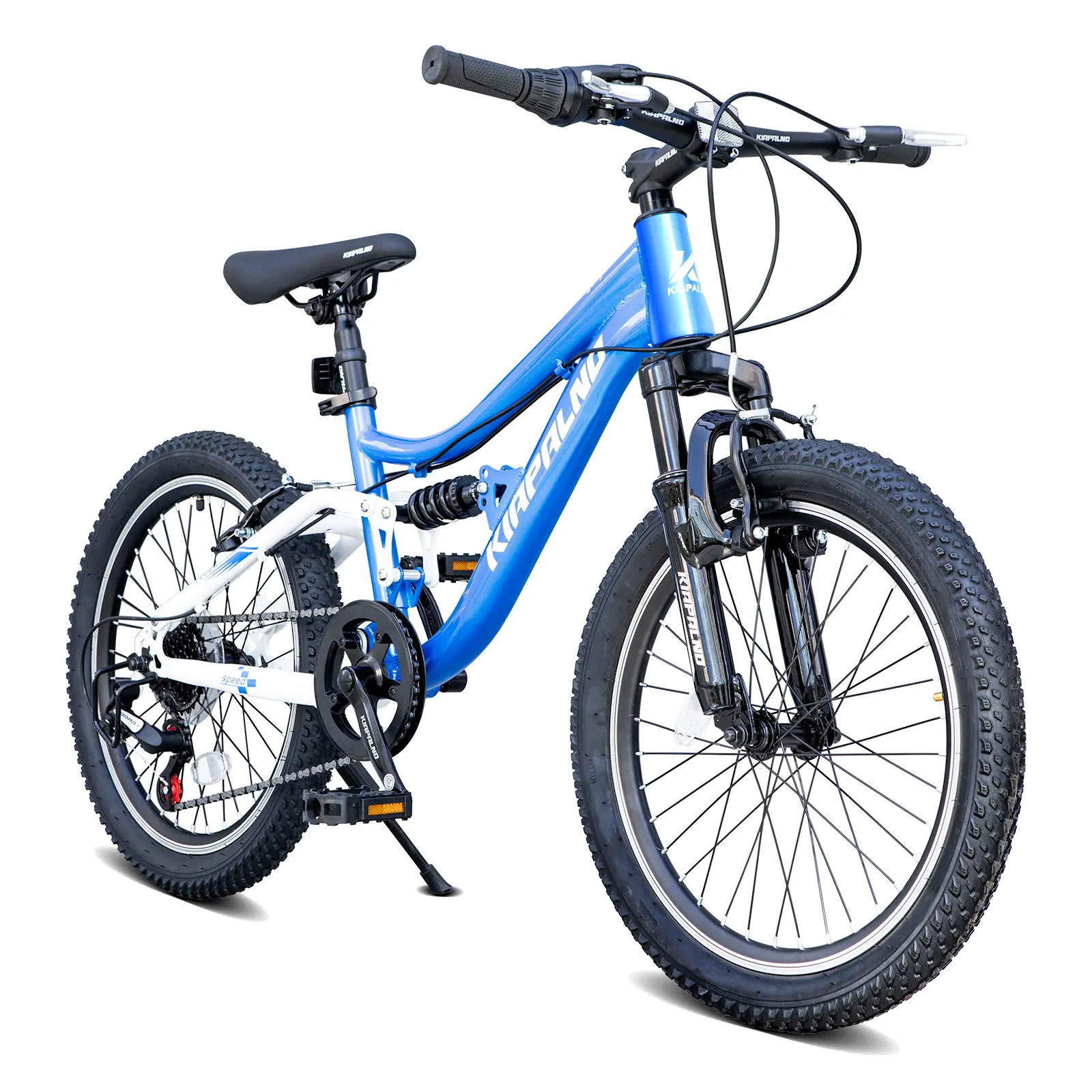 Nokaa 20 Inch Mountain Bike for Adults, 7-Speed Dual Suspension Bicycle with Steel Frame, Twist Shifting, Dual V-Brakes, Adjustable Seat, Blue, for Men Women Outdoor Riding