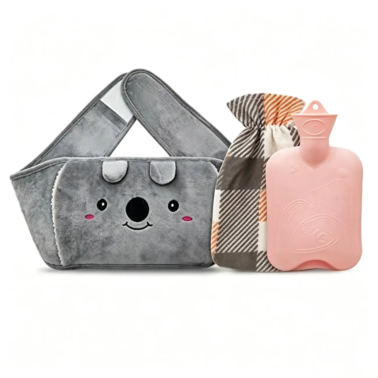 1Count Plush Fillable Hot Water Bottle Belt Set, a water-injection waist warmer hot water bottle with a waist cover, suitable as a gift for friends and family, used to relieve neck, back, shoulder, and leg pain, and provides excellent warmth.