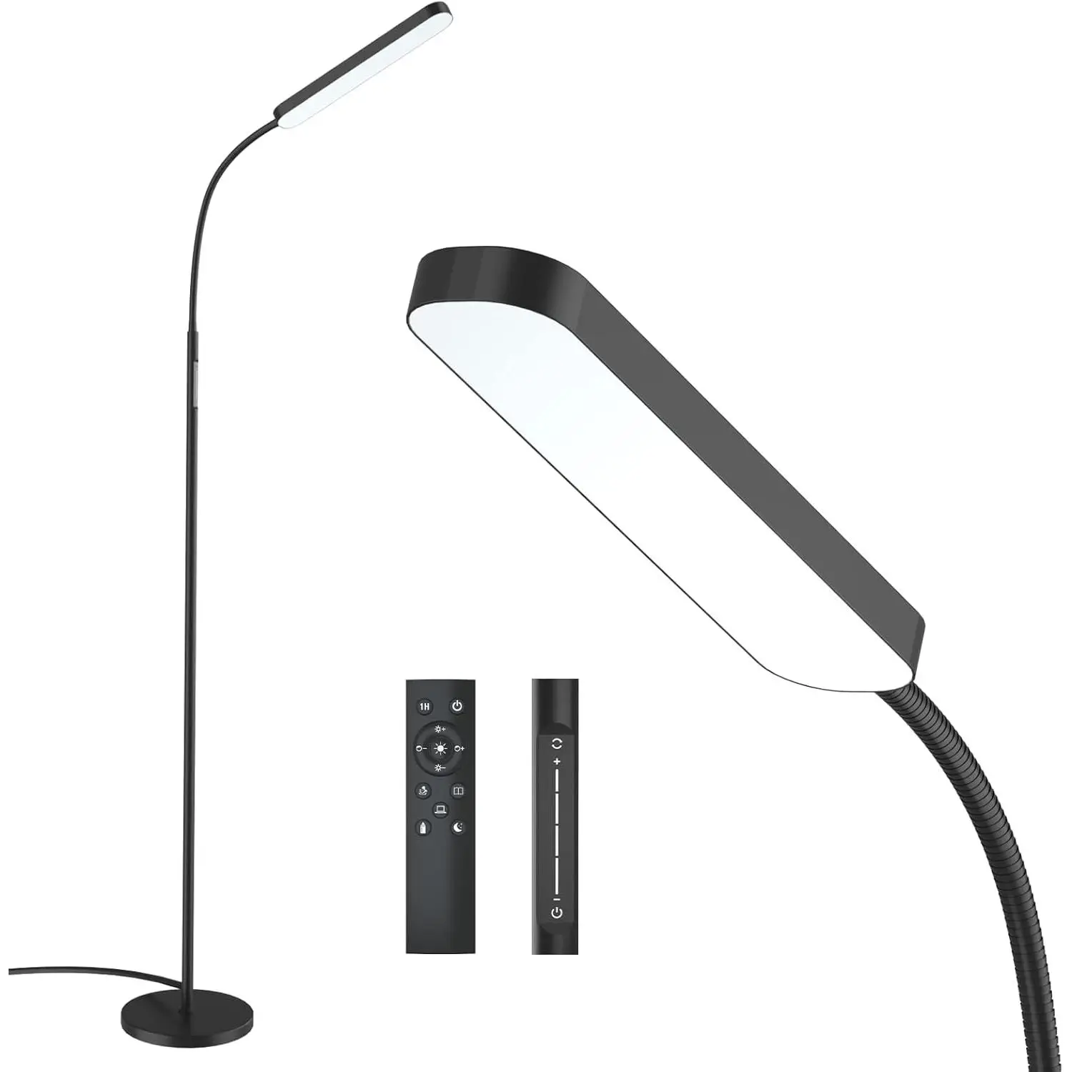 Floor lamp, 15w/1000lm Bright LED Floor Lamp with Stepless Adjustable 3000K-6000K Colors and Dimmer, Remote and Touch Control, Adjustable Floor Lamp for Living Room