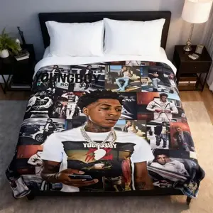 YoungBoy Never Broke Again Funny Graphic Blanket for Adults and Children, kid Soft Lightweight Throw Blanket for Sofa Bedroom Car, Air Conditioning, All Seasons Home Decor, Father's Day Gift