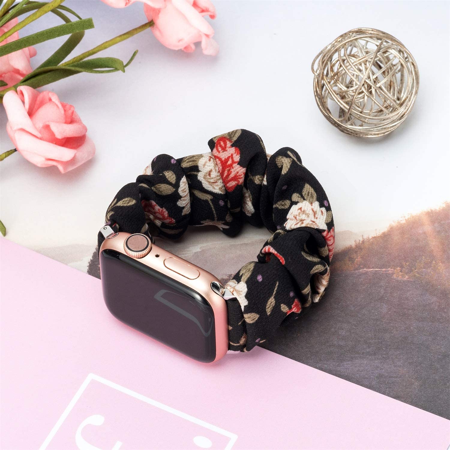 Scrunchie Strap for Apple watch band 10 42mm 46mm 40mm 41mm 45 44 38 Elastic Nylon bracelet iwatch series 11 5 6 7 8 9 SE ultra2