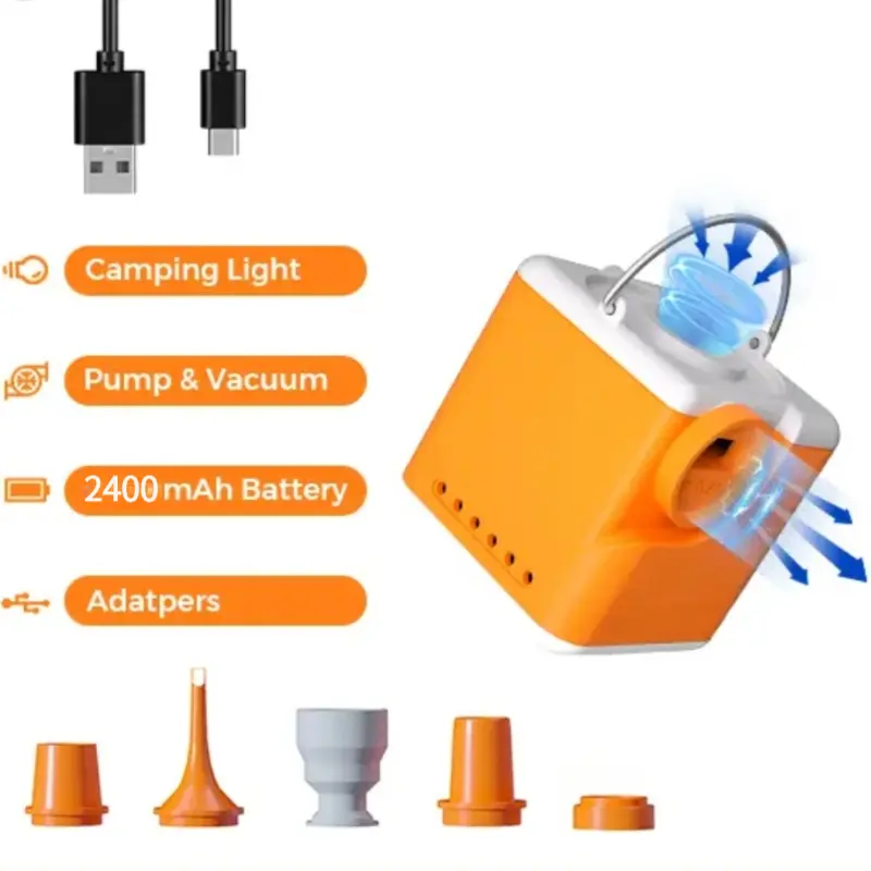 Portable Mini Air Pump for Pool Floats & Air Mattress Inflatables,Inflatable Tanning Pool Lounge Float, Fast Inflate and Deflate with LED Light, Rechargeable Electric Camping Air Pump Camping Gear Travel Pump