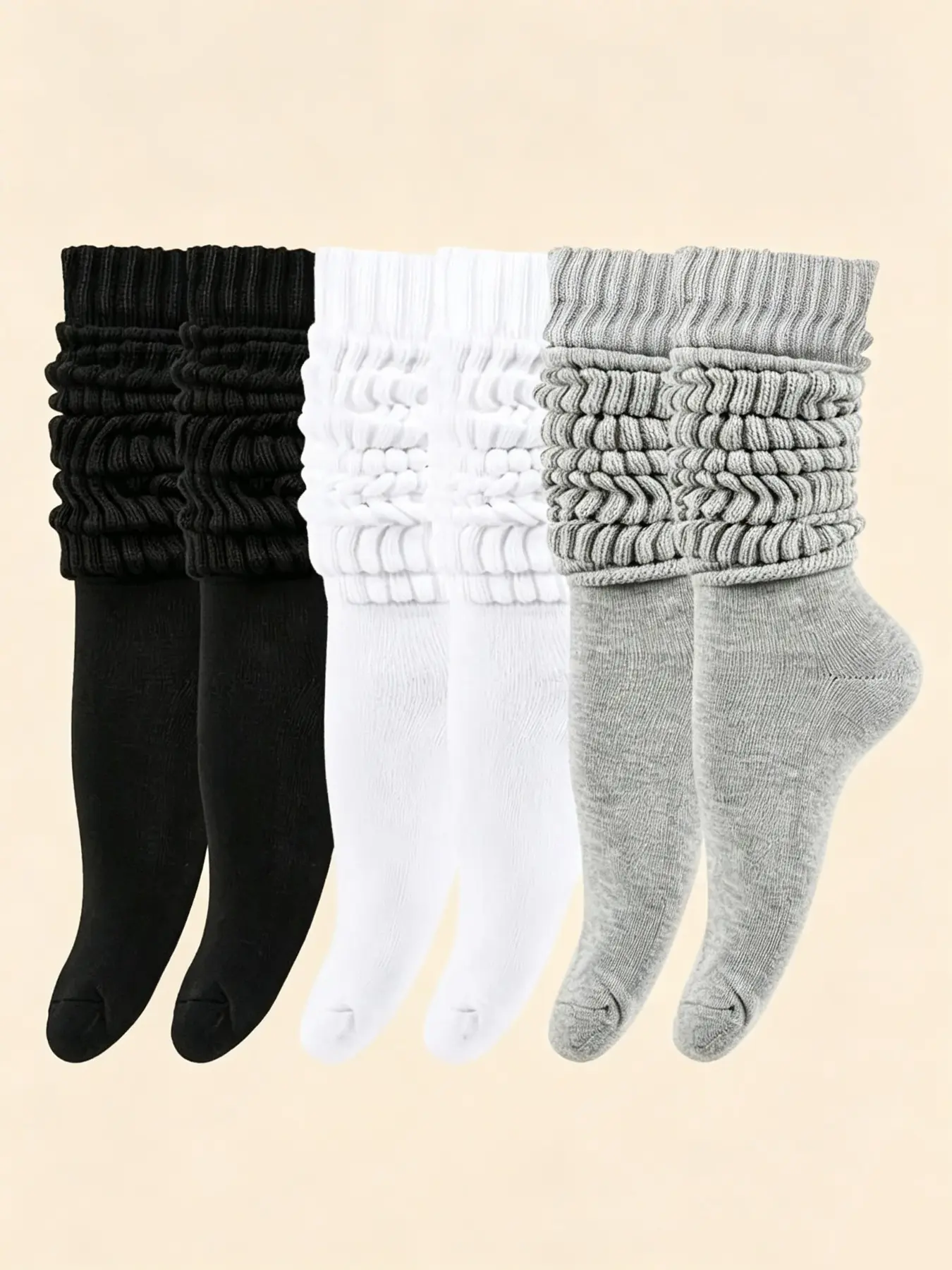 6 Pairs Women's Solid Color Casual Crew Socks, Multi-Pack, Soft Comfortable Breathable Mid-Calf Socks, Daily Wear, Knit Socks, Multipack Socks