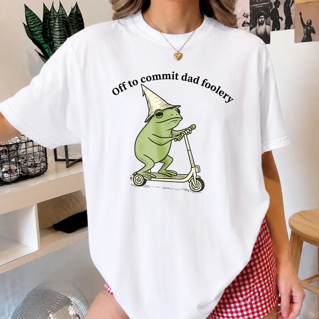 viral tiktok shirt Dad Frog Shirt Off to Commit Dad Foolery TShirt Funny Frog Scooter Gift For Dad Funny Dada Shirt, Trending Father's Day, Men's Graphic Tees, Casual Outfit, Comfortable Menswear, Perfect Gift For Men, Apr22