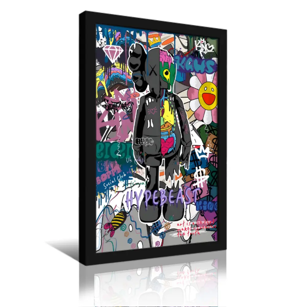 Poster: Graffiti Hypebeast Decor Poster. These unframed posters are filled with positive energy auras, perfect for crafting a room's aesthetic with a vibrant and colorful ambiance. golden frame michael painting artistic