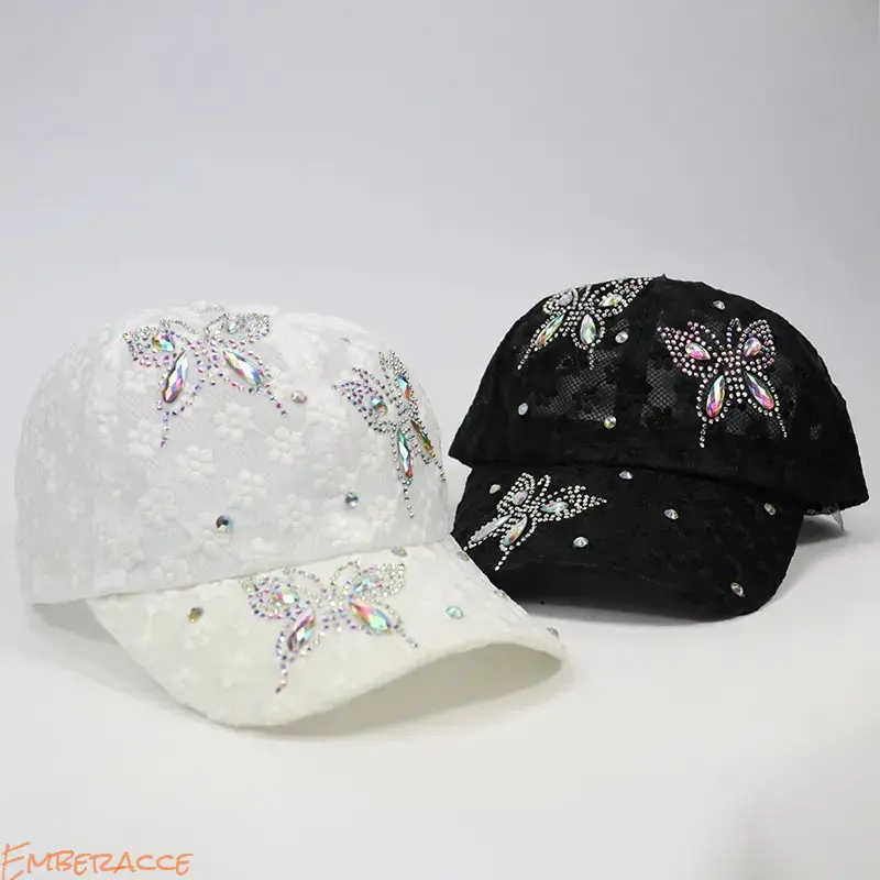 Butterfly Rhinestone Trucker Hat - Female, Adjustable Mesh Fabric Cap, Sparkle Crystal Design, Breathable Summer Sport-Ready Headwear for Golf, Beach, Daily Wear, Outdoor Sports
