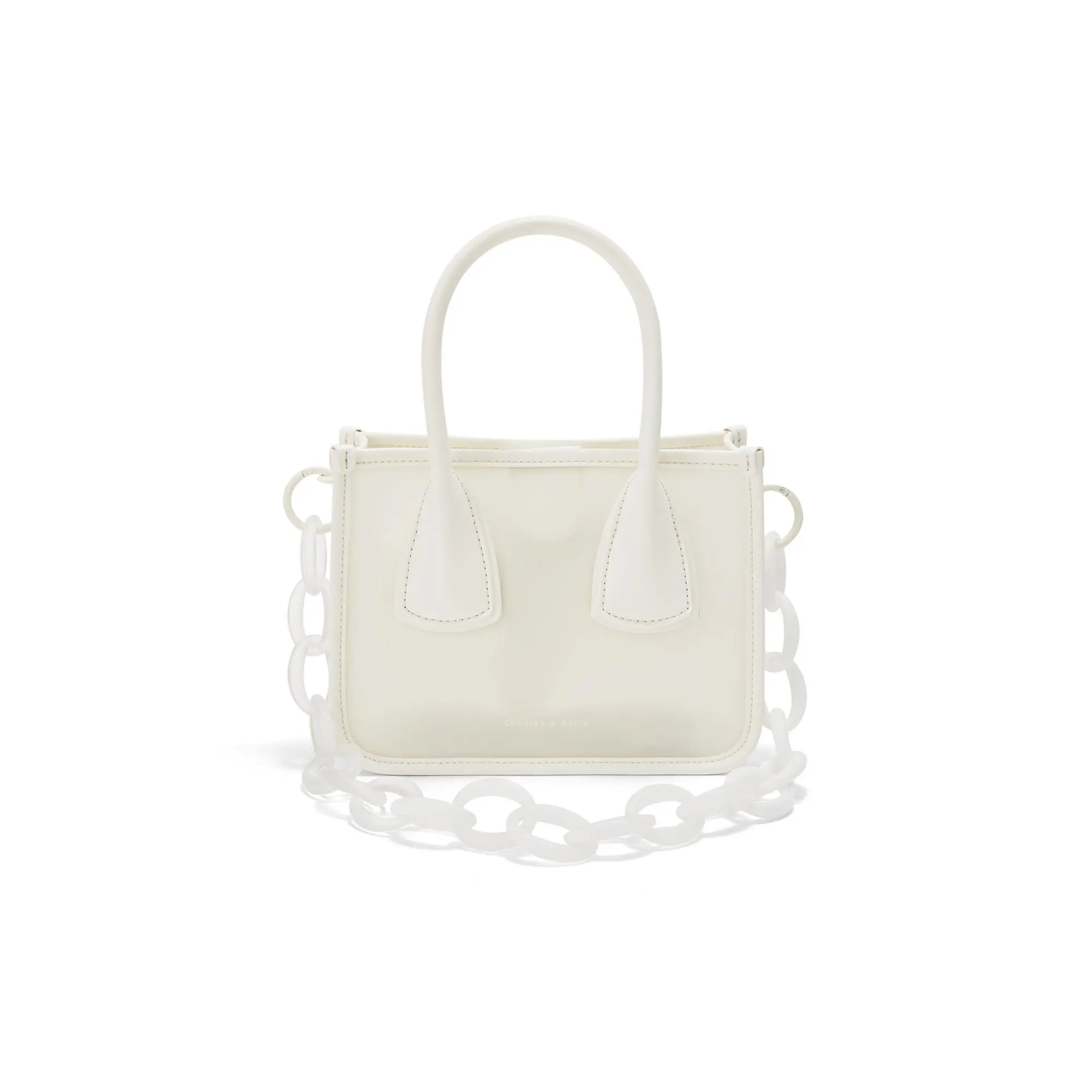 Charles & Keith Gradient Chain PU Jelly Bag – Medium Women’s Tote and Shoulder Bag in White, Navy, Mustard, Lavender, and Light Red