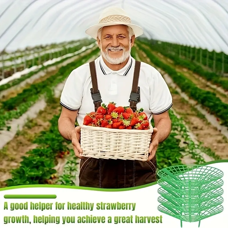 10pcs of Green Strawberry Planting Rack with 3 Sturdy Legs-strawberry Support Strawberry Planting Rack Potted Strawberry Holder Antiseptic Rotten Fruit Support Garden Supplies