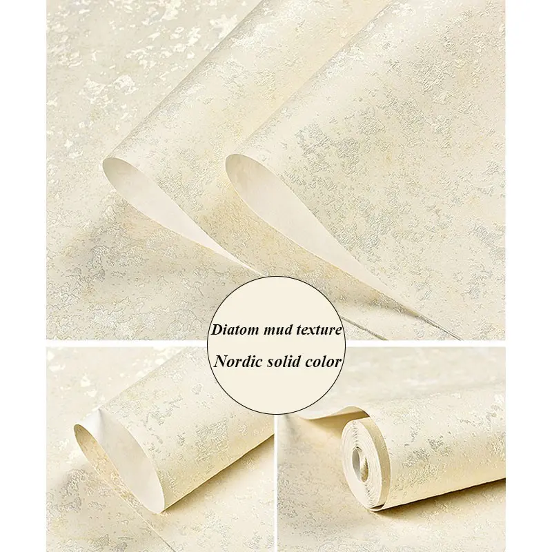 Nordic Minimalist Embossed Diatom Mud Peel and Stick Non-woven Wallpaper for Living Room Bedroom Decor