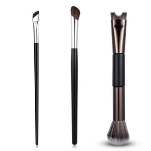 3 Pcs 2-in-1 Dual-End Angled Nose Contour Brushes, Multi-use Makeup Brushes for Sculpting, Defining & Blush Application