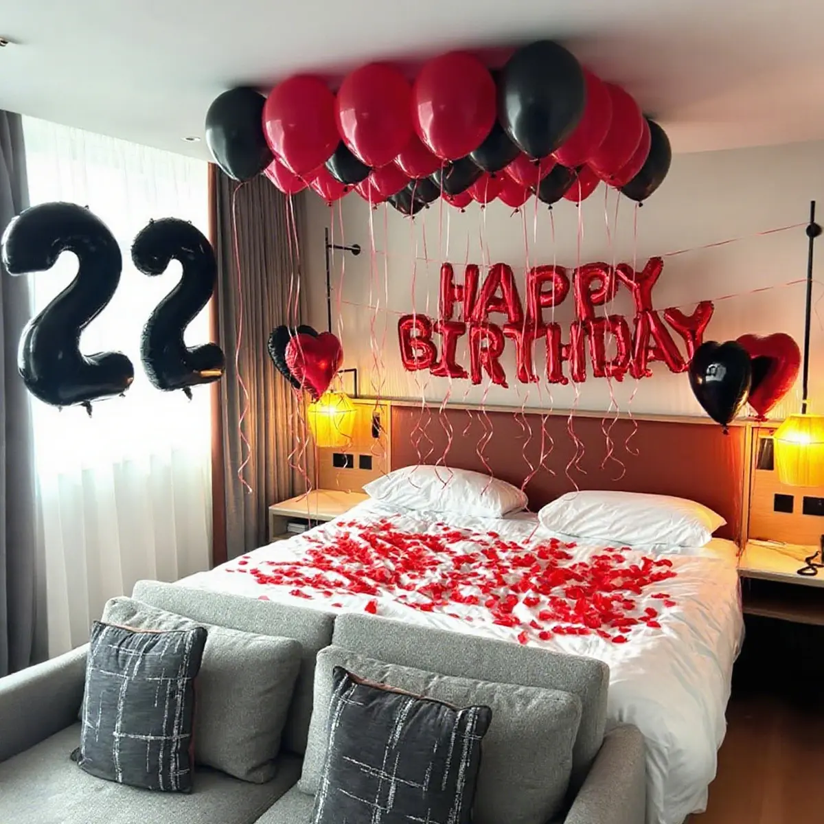 Theme Balloon Set, 16 Inch Happy Birthday Letters, 32 Inch Number Aluminum Foil Balloons for Party, Anniversary, Birthday Decorations, Home Decor