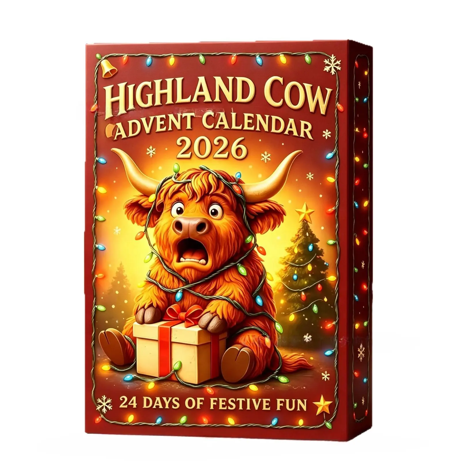 2026 Advent Calendar, 24-Day Countdown with 24 3D Highland Cow Dolls, Unique Home Office Desk Decor, Perfect Holiday Gift Box