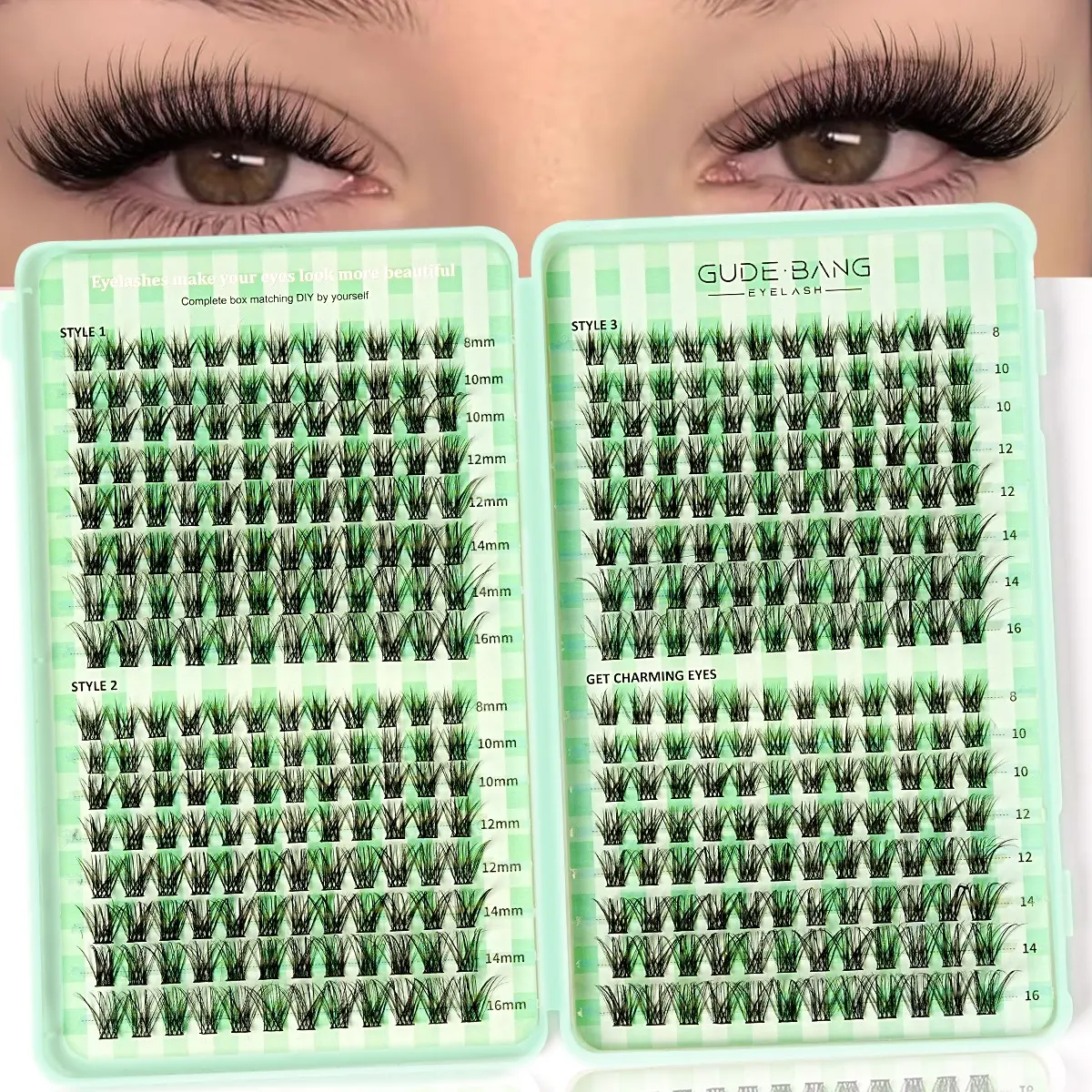 384PCS false eyelash cluster, dense and abundant anime eyelashes, light tufted eyelashes, 8-16mm mixed length, soft and comfortable, DIY eyelash grafting suit suitable for beginners, lasting eyelashes.