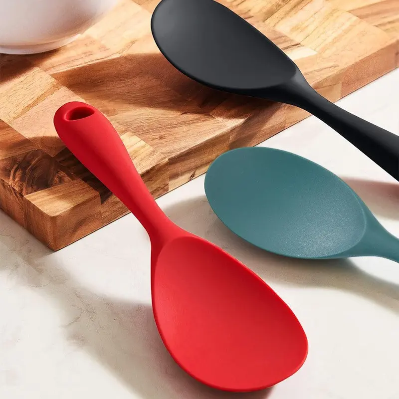 2-Piece Silicone Rice Spoon Set, Non-Stick Kitchen Utensil, Heat-Resistant Electric Rice Cooker Spoon, Ideal for Rice, Salad, Potato Mash, Cooking Utensils