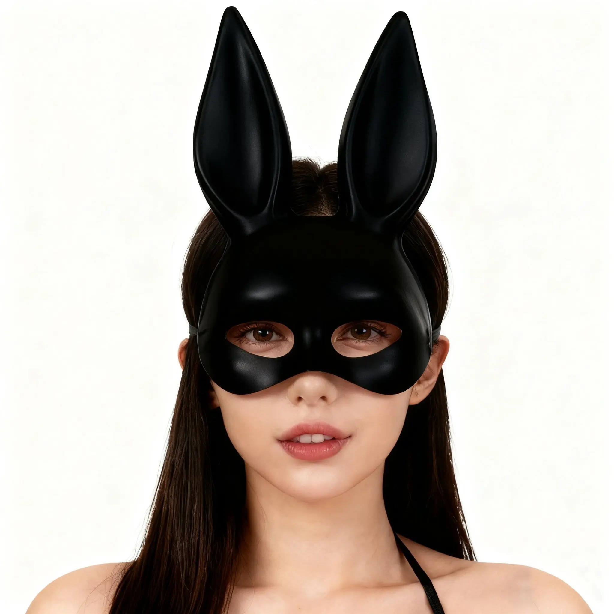 Sexy Bunny Girl Mask with Long Ears, Half Face Rabbit Mask for Halloween, Masquerade Party Cosplay Costume, Fun and Stylish Accessory, Cool Mask