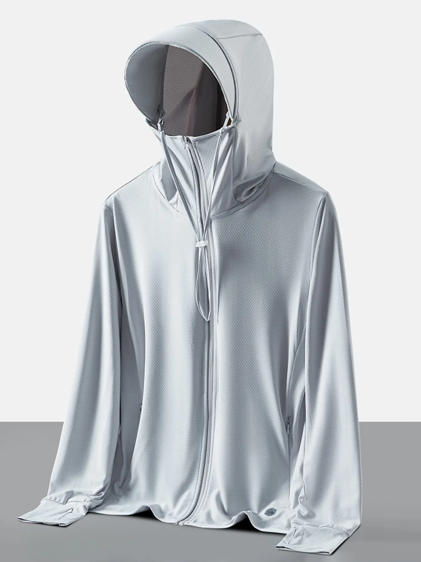 Men's Summer Hooded Sun Protection Jacket, Adjustable Drawstring Hat, UV Blocking, Soft Comfortable, Outdoor Cool Thin Coat