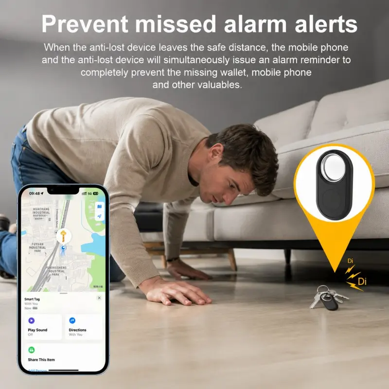Smart Tracker Tag Item Finder 1-Pack, Compatible with Apple Find My APP, Replaceable Battery, for Luggage, Bags, Wallets, Backpacks, Keys