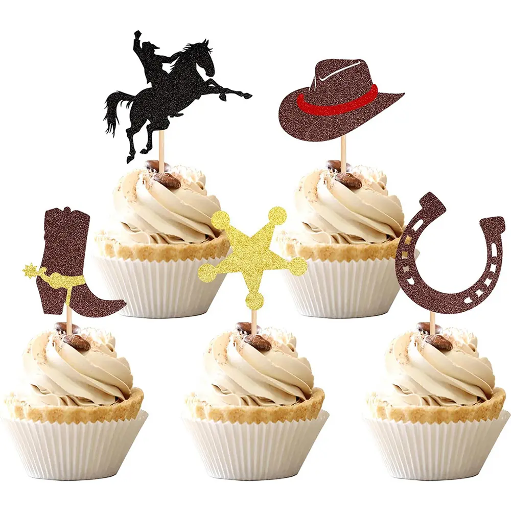 Western Cowboy Theme Cake Decorations, 10pcs Horse Boots Hats Birthday Party Supplies, Wedding Cake Topper Accessories, Birthday Cake Toppers, Cake Decorating Supplies