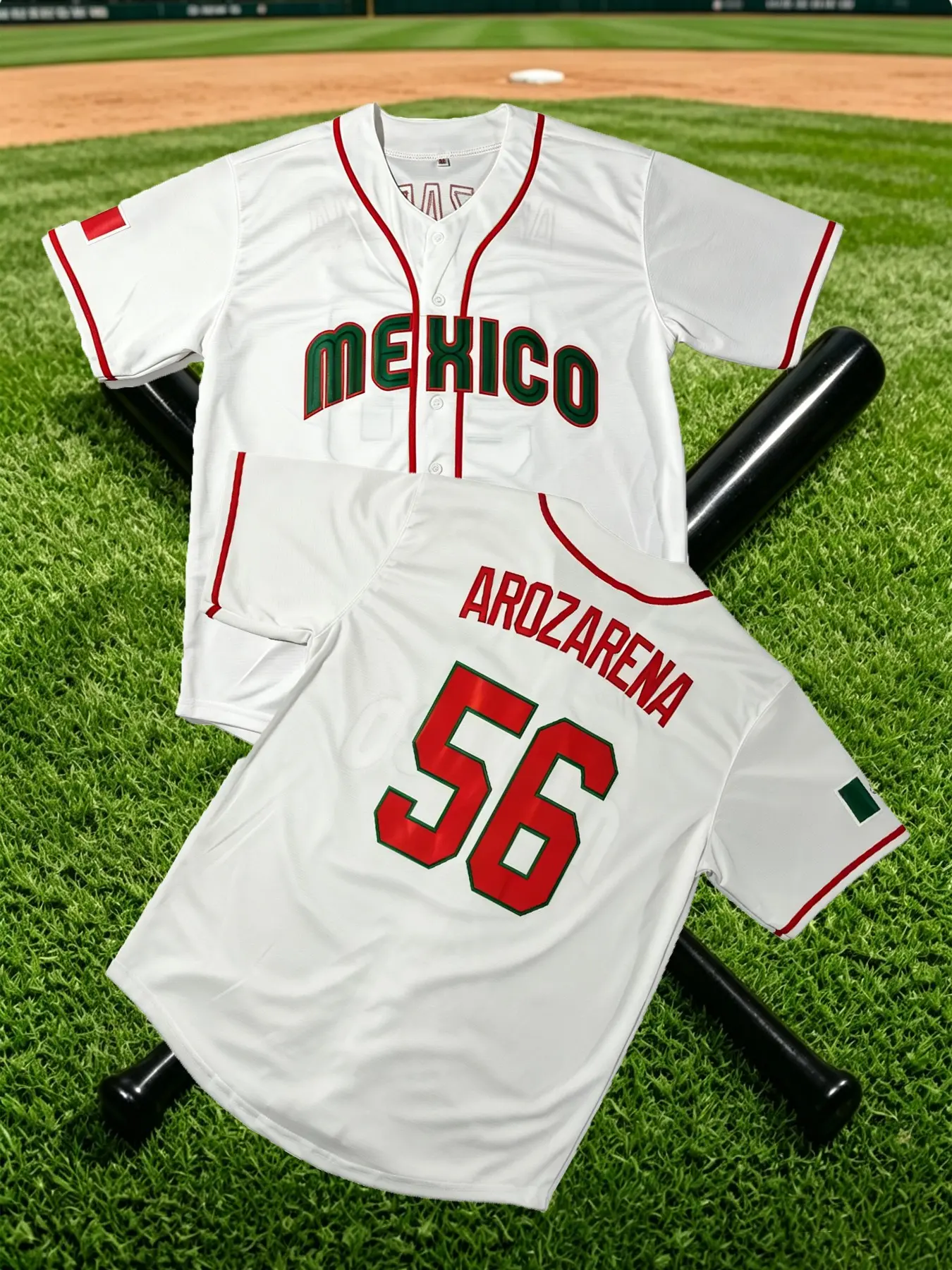 Mexico World Classic Baseball Jersey, Embroidered Number 56, Quick-Dry Casual Sports Shirt, Outdoor Activity Wear, Sports Tops, Sportswear