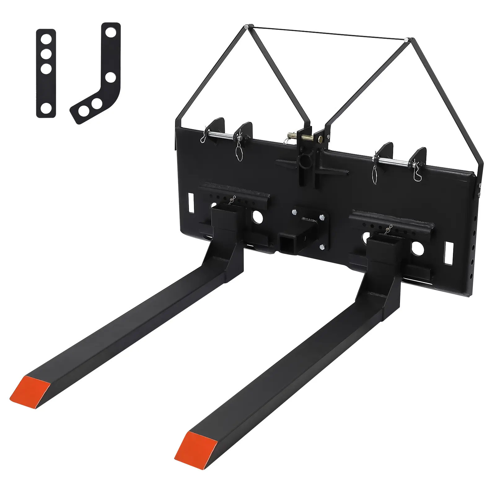 48 Inch Heavy Duty Skid Steer Pallet Forks and Frame - Global Quick Attach Loader Plate Compatible with Compact Loader, Kubota, Case Tractors, Hay Bale Moving